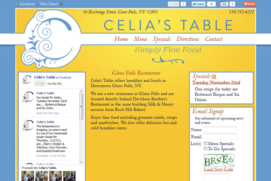 Celia's Table - <a href='http://celiastable.com' target='_blank'>celiastable.com</a> - Glens Falls, NY